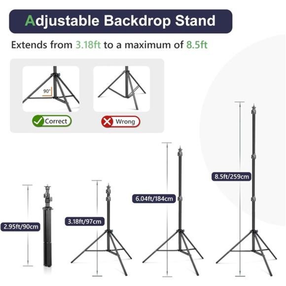 Backdrop Stand, 8.5x10Ft Adjustable Photo Backdrop Stand Kit with 4 Crossbars - Picture 2 of 8